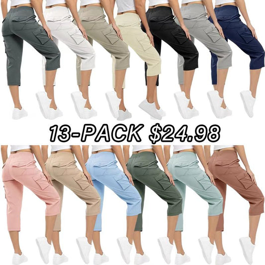 💝13 Packs for $24.98-Women's Outdoor Lightweight Cargo Capris Pants